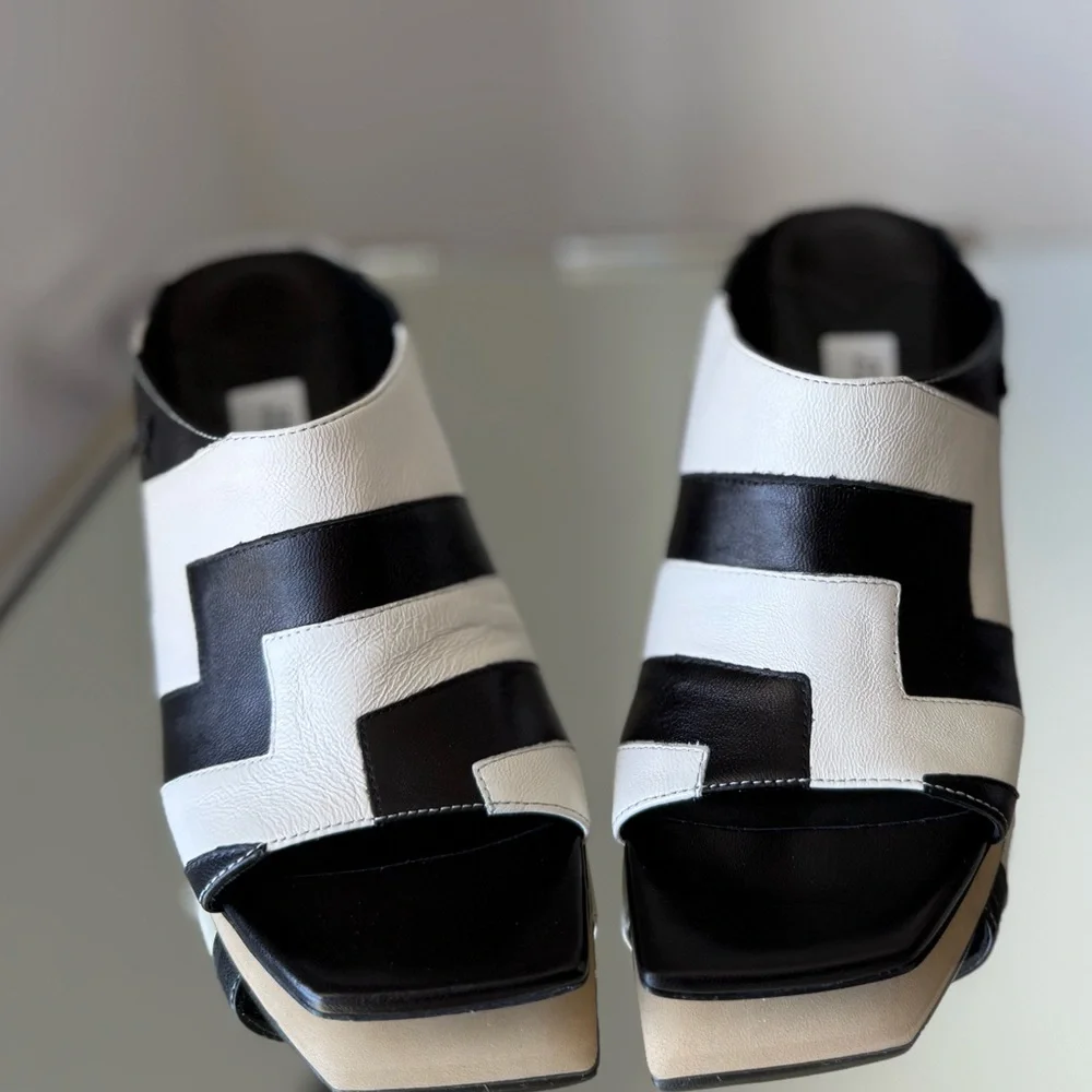 New JIMMY CHOO Kinley 75 two-tone leather mules $895 35 - Picture 12 of 13